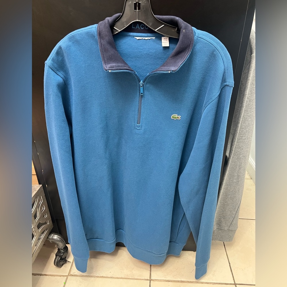 Lacoste mens quarter zip cotton sweater size 8/3xl new no tags